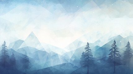 abstract winter landscape in the mountains minimalism style polygonal design, smooth background simple flat graphics - obrazy, fototapety, plakaty
