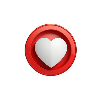 red heart icon 3D icon on transparent background PNG image