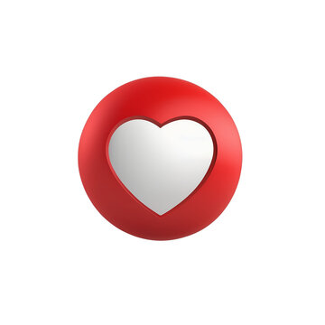 red heart icon 3D icon on transparent background PNG image
