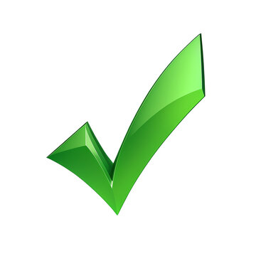 green check mark 3D icon on transparent background PNG image