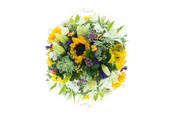 Many types of flowers in a beautiful circle 