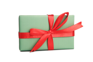 Beautiful Christmas gift box on white background