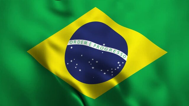 Brazil National Flag Country Banner Waving 3D Loop Animation. High Quality 4K Resolution. 