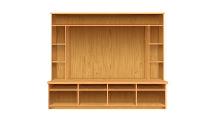 wooden showcase cabinet on the white background	