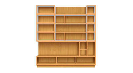 wooden showcase cabinet on the white background	