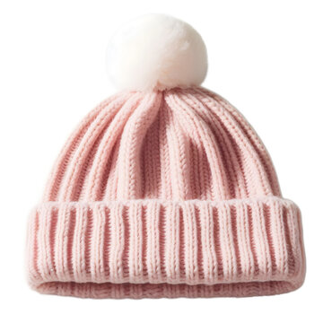 Pink Beanie Illustration Art With a Transparent Background Generative AI.