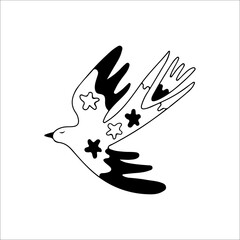 Fototapeta premium vector illustration of a bird with stars