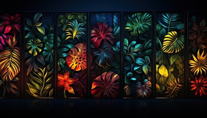 Colorful Tropical Plants Background Illustration