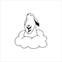 vector illustration of a rabbit on a cloud