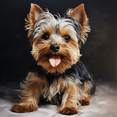 Yorkshire Terrier Cute Puppy Dog Artistic Style Painting Drawing Portrait 