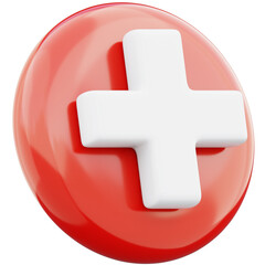 Obraz premium Plus sign cross symbol 3d illustration on transparent background