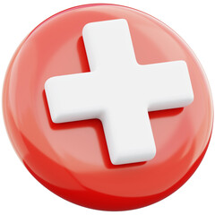 Obraz premium Plus sign cross symbol 3d illustration on transparent background