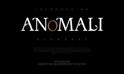 Anomali premium luxury elegant alphabet letters and numbers. Elegant wedding typography classic serif font decorative vintage retro. Creative vector illustration