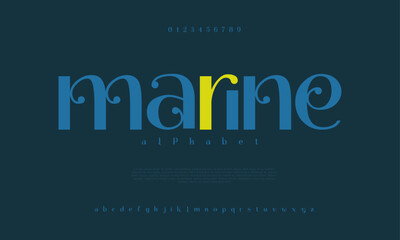 Marine creative modern urban alphabet font. Digital abstract moslem, futuristic, fashion, sport, minimal technology typography. Simple numeric vector illustration
