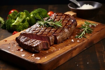 Juicy sirloin steak cooked to perfection. Generative AI