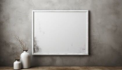 Embrace the Possibilities of an Empty Photo Frame on a Gray Wall