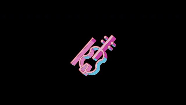 Bright violin icon is jumping merrily. Retro style. Alpha channel black. Looped from frame 120 to 240, Alpha BW at the end