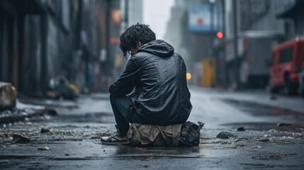 person feeling abandoned on a desolate street generative ai