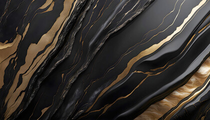 Abstract texture of black granite stone with quartzite and gold high resolution