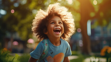 child laughing at the park generative ai