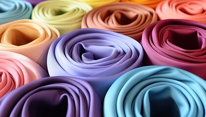 Close-Up of Colorful Textile Rolls Inspiring Design Exploration