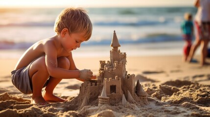 kid building a sandcastle generative ai