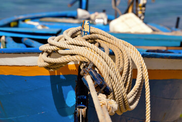 Details of boats in Scilla Calabria Italy - obrazy, fototapety, plakaty