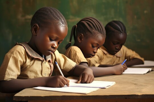 desk their sitting whilst homework write pens blue holding re they school african essay writing students ethnicity doing children adolescence africa beautiful black building childhood