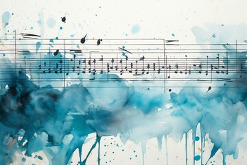 background watercolor blue abstract concept music blues paint sheet old art artistic beauty blurred bright brushed card cold colours - obrazy, fototapety, plakaty