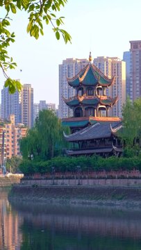 Wangjiang Pavilion (Wangjiang Tower) Park (Wangjianglou Park) view over Jinjiang River, Chengdu, Sichuan, China