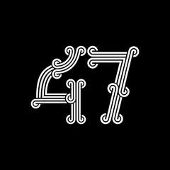 the logo consists of the number 4 and 7 combined. Outline and elegant.