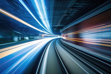 japan tokyo tunnel moving train blur motion abstract asia background bay blue bridge city landscape...
