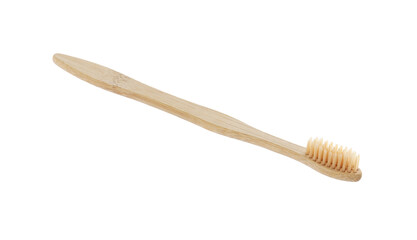 One bamboo toothbrush on white background. Eco friendly product