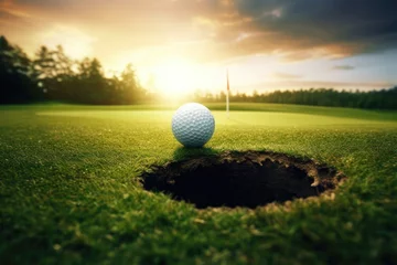 Fototapeten hole Ball Golf action active blank bunker caddie calm club compete competition country course day drive driver game gear golfer grass green hobby landscape leisure nature outdoors play player practi © akkash jpg