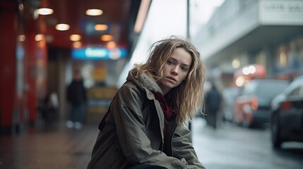 Fototapeta premium person expressing sadness in the middle of a lonely place generative ai