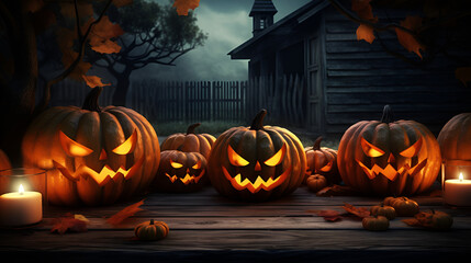 Trick-or-Treat Nightmares: Spine-Chilling Black Halloween Banner background ai generated