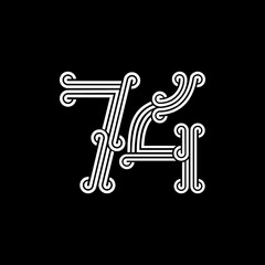 the logo consists of the number 4 and 7 combined. Outline and elegant.