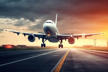 airport taking Airplane aeroplane aerodrome transportation travel air plane transport flight sky tour tourism runway fly jet departure vacation holiday trip take-off commercial business technology