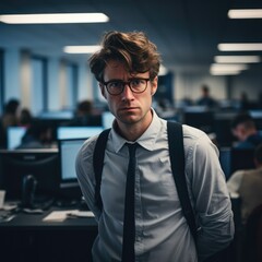 Obraz premium person expressing concern at work generative ai