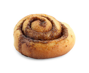 One tasty cinnamon roll isolated on white