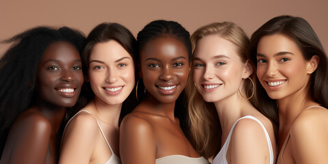 Fototapeta premium an photo where diverse people of race. cosmetics, advertising - Generative AI