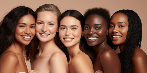 Obraz premium an photo where diverse people of race. cosmetics, advertising - Generative AI