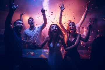 Fotobehang indoors place modern bar cool new festive student year summer best out hanging fun having ladies guys carefree positive cheery cheerful stylish attractive nice audience careless © akkash jpg