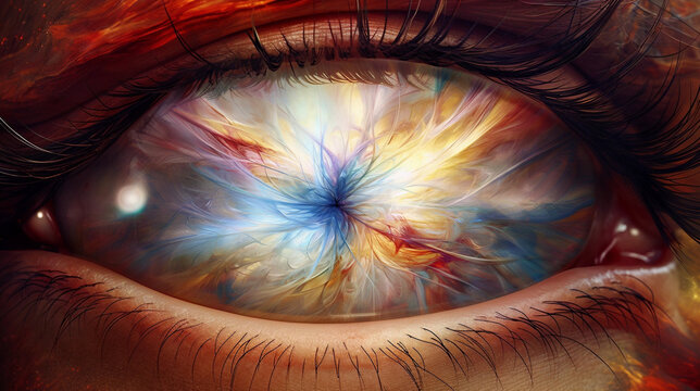 Closeup of a Psychedelic Pattern Human Eye