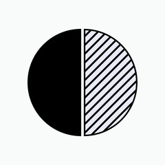 Half Icon. Semicircles, Portion. Chart, Piece. Pie, Fraction Symbol.