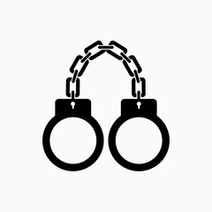 Handcuff Icon. Criminal, Guilty Person. Manacle Symbol When Arrested - Vector.