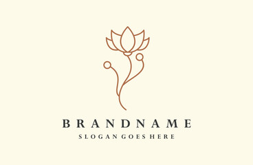 Abstract elegant tree flower line logo icon vector design. 