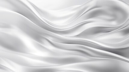 Close up of silver silk background, Abstract white cloth fabric wave