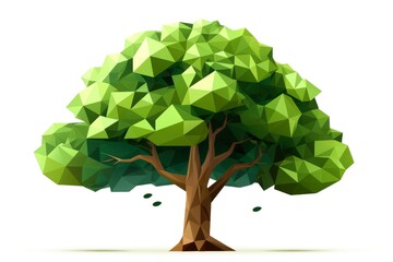 Abstract low poly tree isolated on white background
