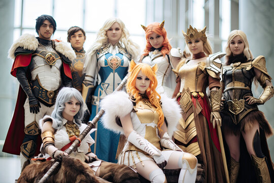 Cosplayer or cosplay posing for a group shot
